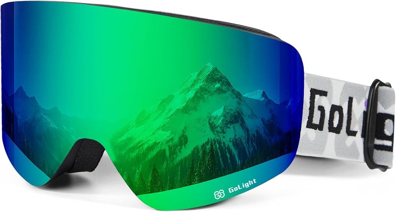 Golight XL Frameless Ski Goggles – OTG Snowboard Goggles with Anti-Fog Lens, UV400 REVO Mirror Protection for Men & Women - Image 1